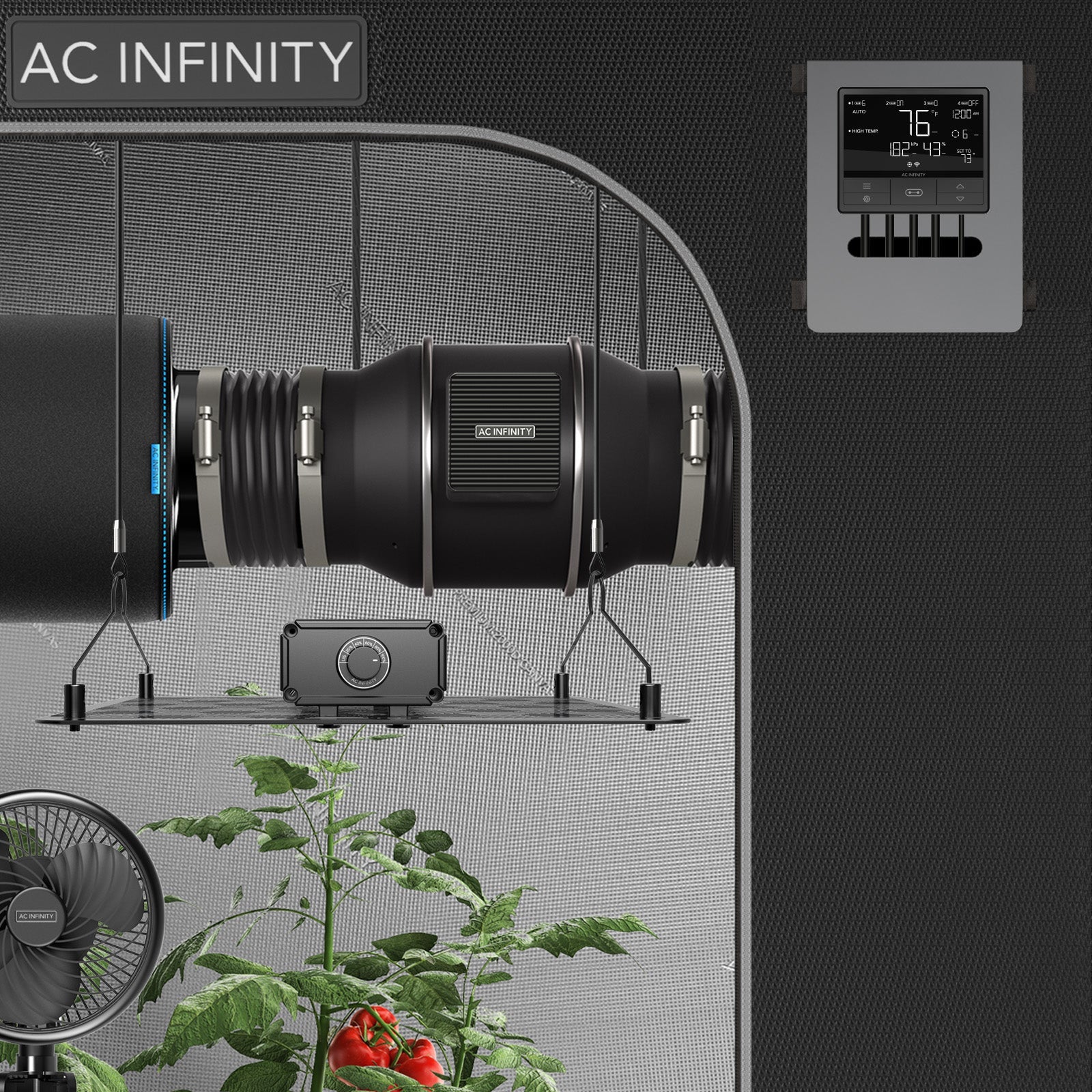 AC Infinity CLOUDLINE T10, Quiet Inline Duct Fan System with Temperature and Humidity Controller, 10-Inch - Midwest Grow LLC