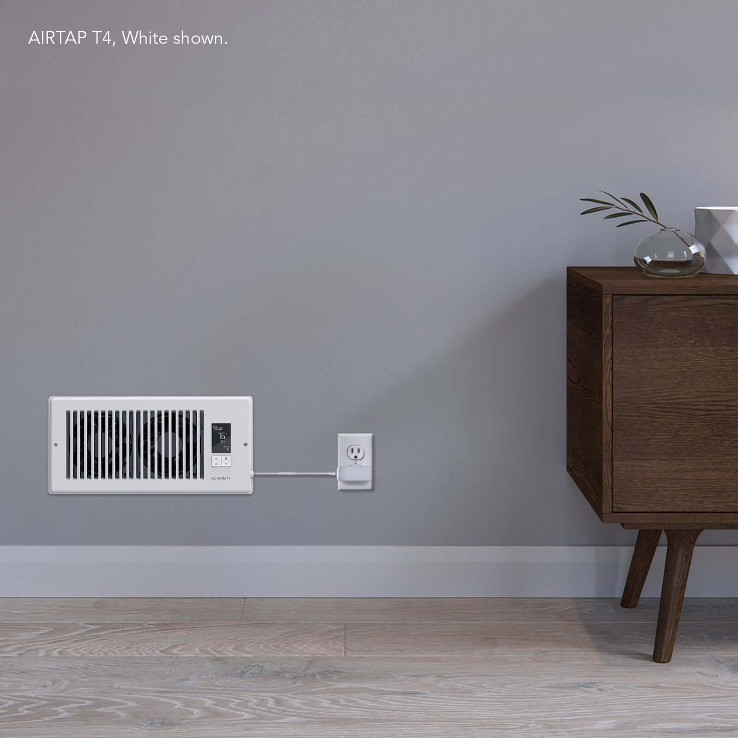 AC Infinity AIRTAP T4, Quiet Register Booster Fan System, White, for 4" x 10" Registers - Midwest Grow LLC