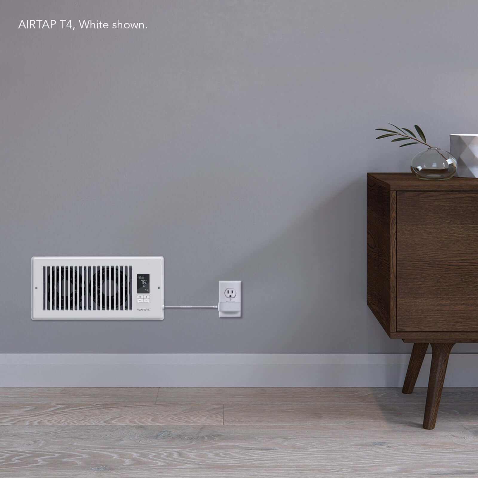 AC Infinity AIRTAP T4, Quiet Register Booster Fan System, White, for 4" x 10" Registers - Midwest Grow LLC