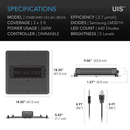 AC Infinity IONBOARD S33, Full Spectrum LED Grow Light 240W, Samsung LM301B, 3x3 Ft. Coverage - Midwest Grow LLC