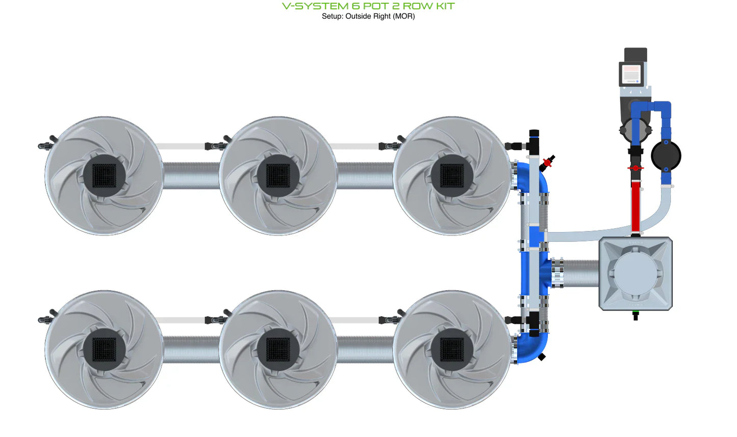 ALIEN Hydroponics V-SYSTEM 6 Pot 2 Row Kit - Midwest Grow LLC
