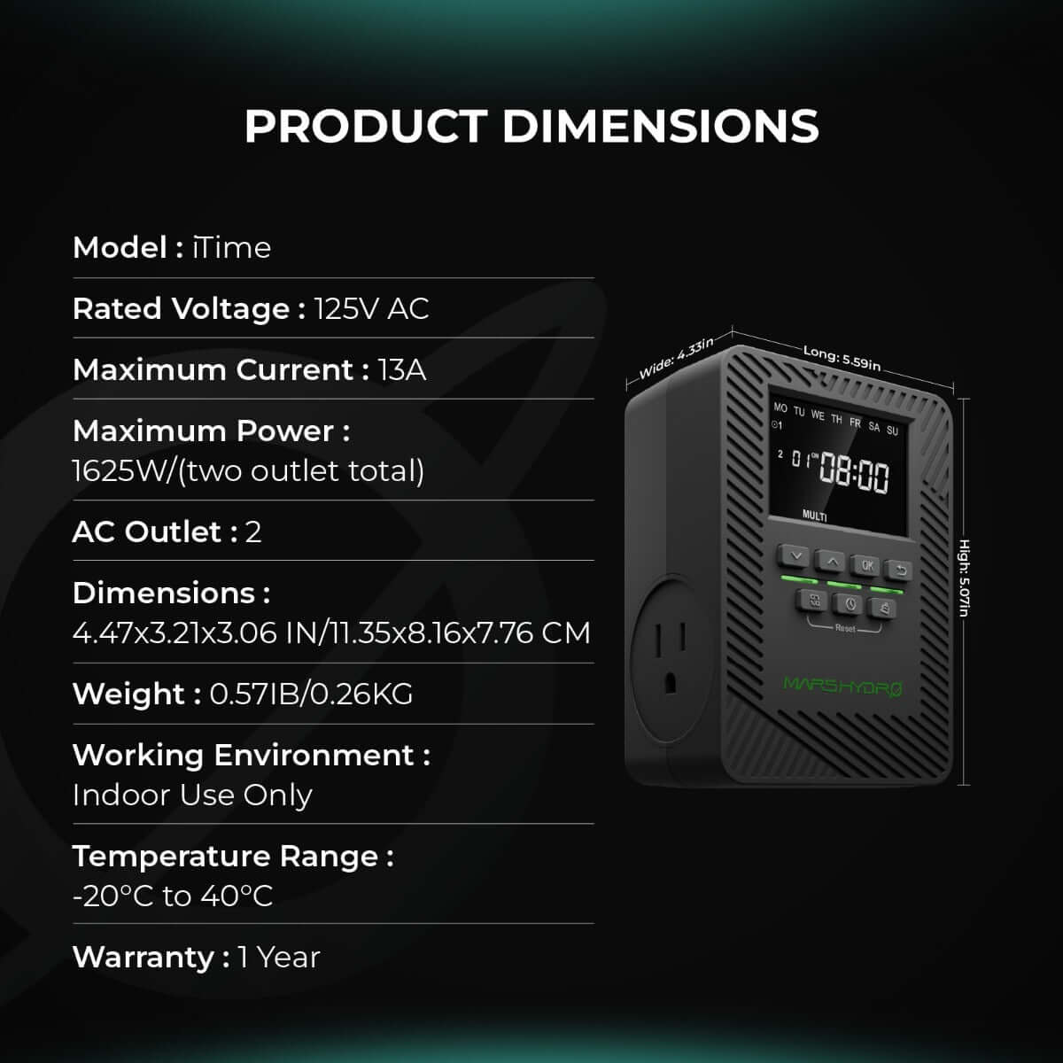 Mars Hydro iTime 2-in-1 Dual Outlet Smart Timer with App Control and Custom Scheduling - Midwest Grow LLC