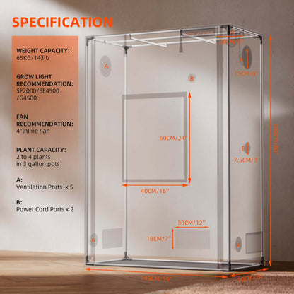 Spider Farmer 4' 8" x 2' 4" x 6' 6" (140 x 70 x 200 cm) Pro White Indoor Grow Tent - Midwest Grow LLC