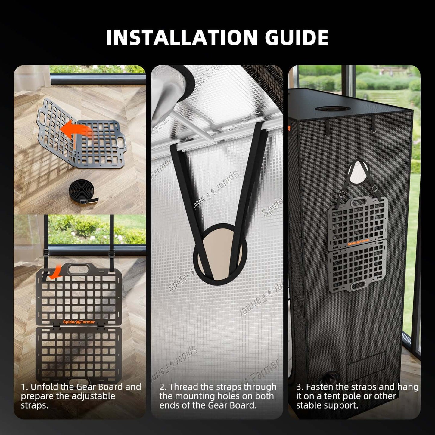 Spider Farmer Grow Tent Gear Board - Equipment and Cable Management System - Midwest Grow LLC
