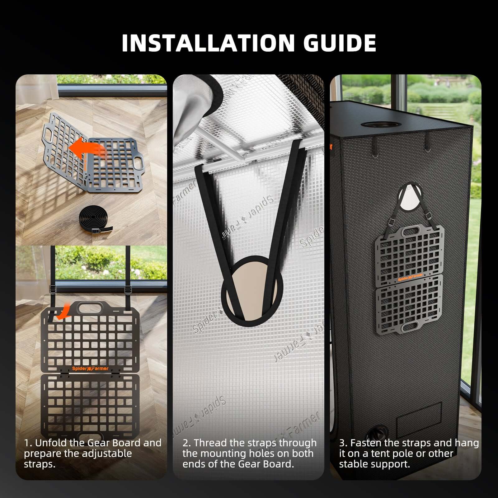 Spider Farmer Grow Tent Gear Board - Equipment and Cable Management System - Midwest Grow LLC