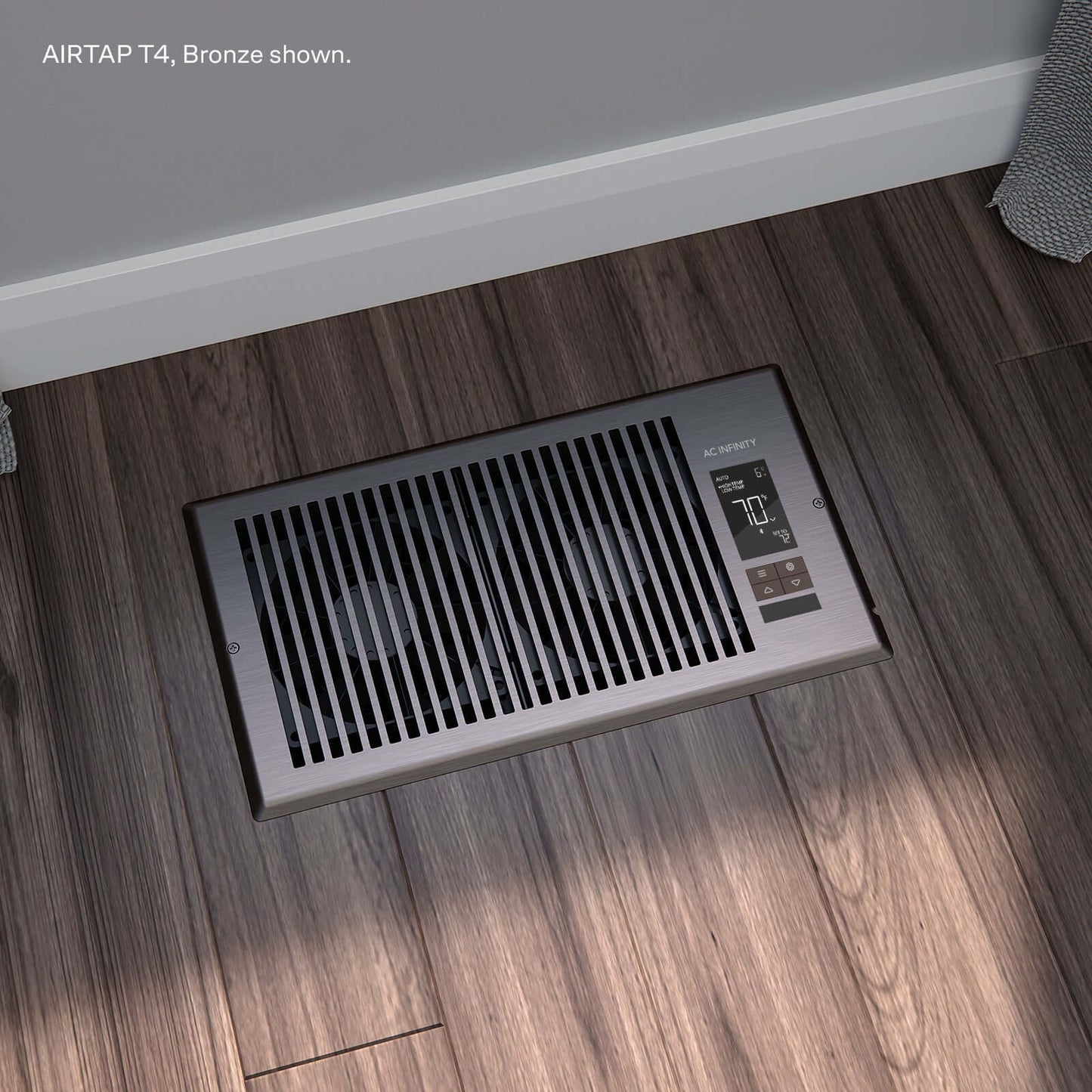 AC Infinity AIRTAP T4, Quiet Register Booster Fan System, Brown Bronze, for 4" x 12" Registers - Midwest Grow LLC