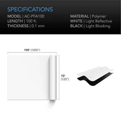 AC Infinity Black and White Panda Film, Waterproof Reflective Sheet, 10 x 100 ft. - Midwest Grow LLC