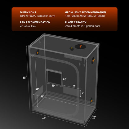 Spider Farmer 2' x 4' x 5' (60 x 120 x 150 cm) Indoor Grow Tent - Midwest Grow LLC