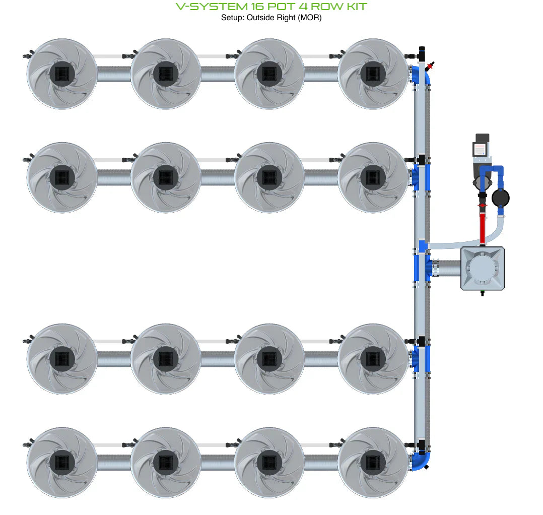 ALIEN Hydroponics V-SYSTEM 16 Pot 4 Row Kit