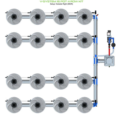 ALIEN Hydroponics V-SYSTEM 16 Pot 4 Row Kit