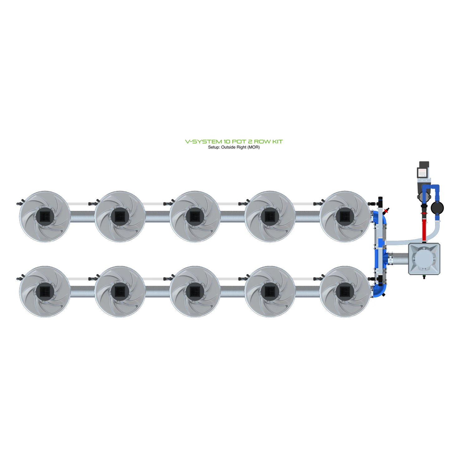 ALIEN Hydroponics V-SYSTEM 10 Pot 2 Row Kit - Midwest Grow LLC