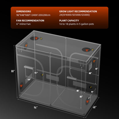 Spider Farmer 4' x 8' x 6' 8" (120 x 240 x 200 cm) Indoor Grow Tent - Midwest Grow LLC