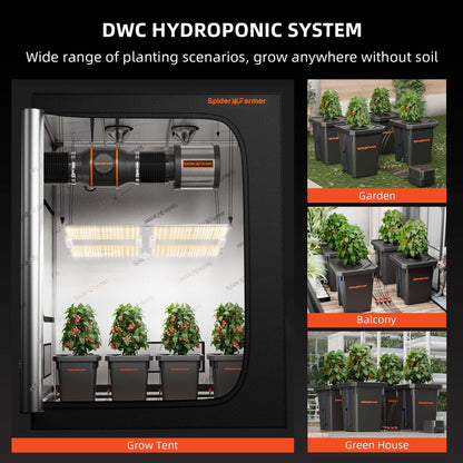 Spider Farmer Deep Water Culture Hydroponics Grow System with Top Drip Kit - 4 Bucket Kit - Midwest Grow LLC