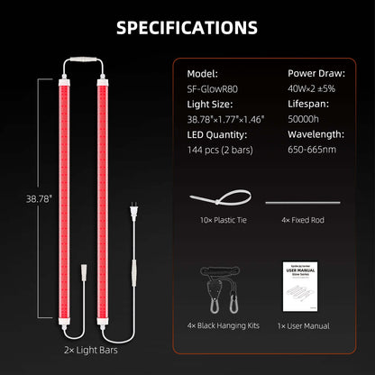 Spider Farmer GlowR80 80W 660nm Supplemental Deep Red LED Grow Light - Midwest Grow LLC