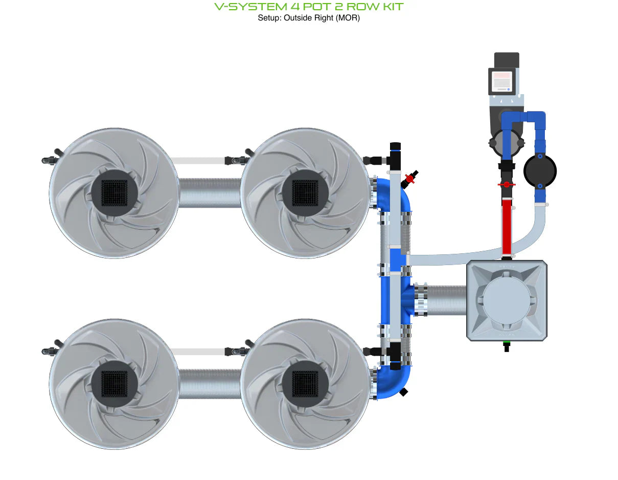 ALIEN Hydroponics V-SYSTEM 4 Pot 2 Row Kit - Midwest Grow LLC