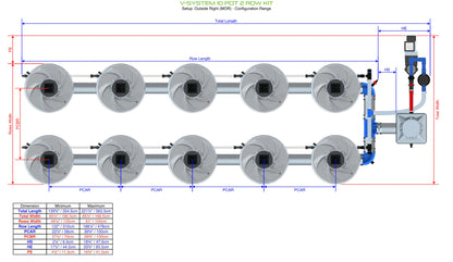 ALIEN Hydroponics V-SYSTEM 10 Pot 2 Row Kit - Midwest Grow LLC
