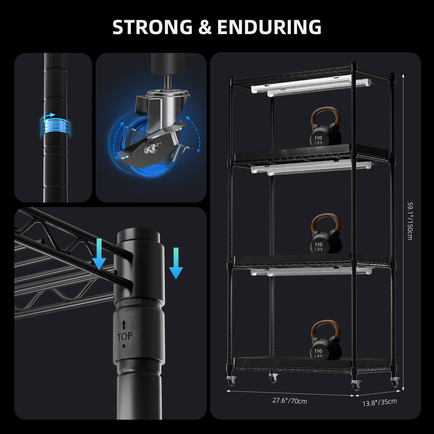 Spider Farmer 4 Tier Plant Stand + 6 x 18W LED Light Bars + 1' 2" x 2' 4" Grow Tent Kit - Midwest Grow LLC