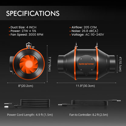 Spider Farmer SF1000D LED Grow Light + 2' x 2' Grow Tent + Inline Fan Combo with Speed Controller - Midwest Grow LLC