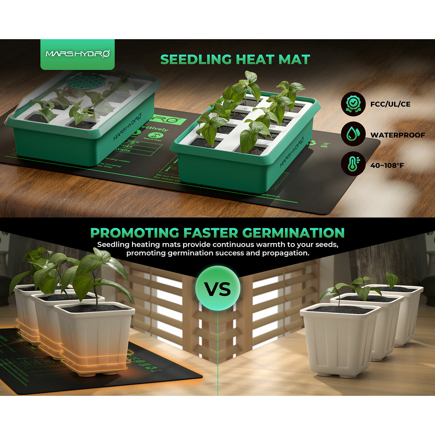 Mars Hydro 48" x 20.75" Seedling Heat Mat and Digital Thermostat Combo - Midwest Grow LLC