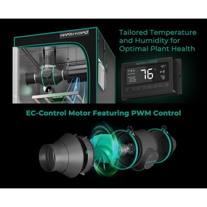 Mars Hydro 4" Inline Duct Fan and Carbon Filter Combo with Temperature and Humidity Controller - Midwest Grow LLC