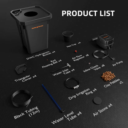 Spider Farmer Deep Water Culture Hydroponics Grow System with Top Drip Kit - 4 Bucket Kit - Midwest Grow LLC
