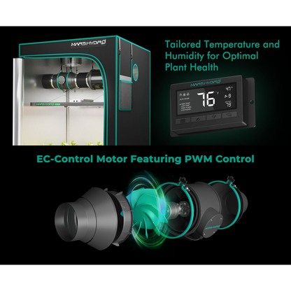 Mars Hydro 6" Inline Duct Fan and Carbon Filter Combo with Temperature and Humidity Controller - Midwest Grow LLC