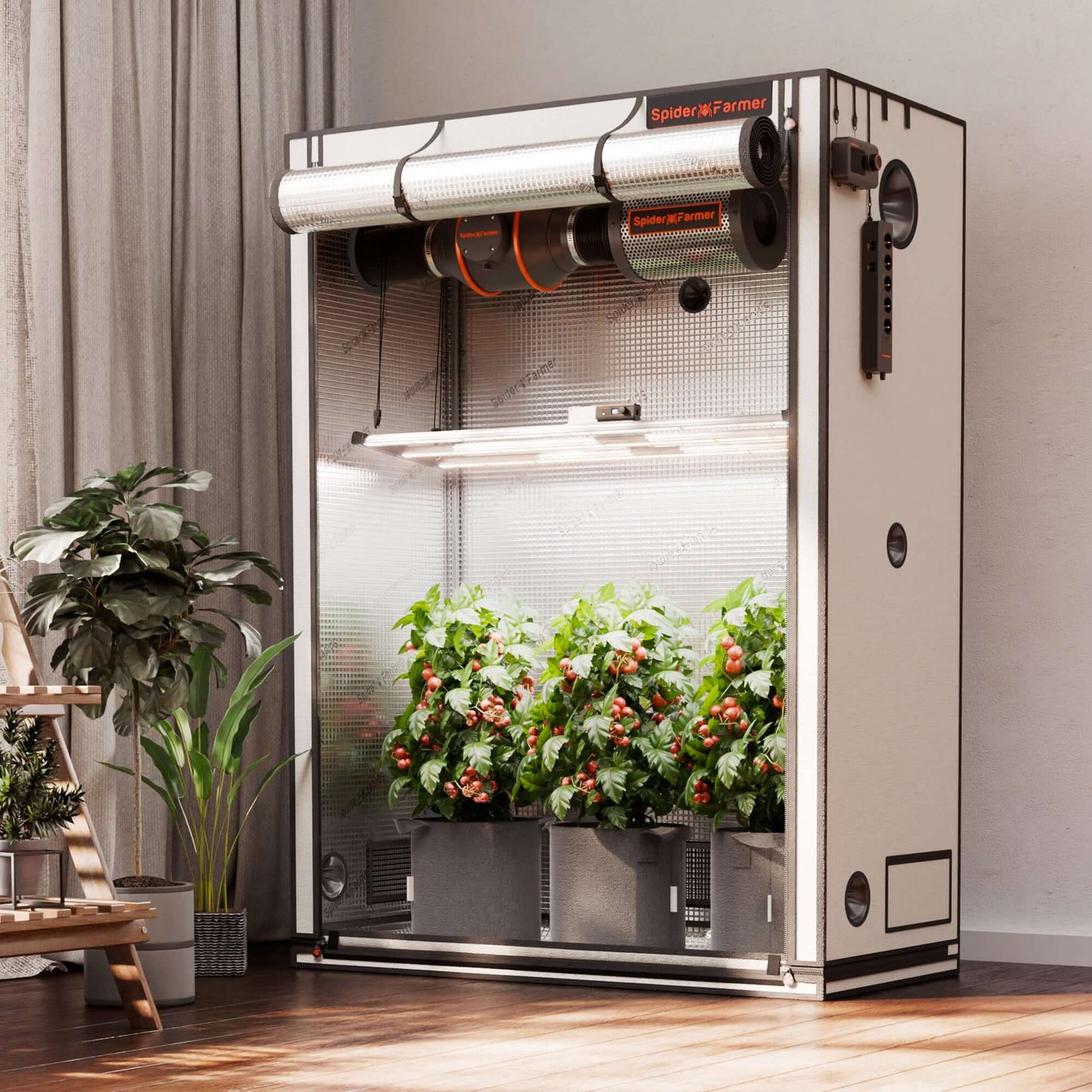 Spider Farmer 4' 8" x 2' 4" x 6' 6" (140 x 70 x 200 cm) Pro White Indoor Grow Tent - Midwest Grow LLC