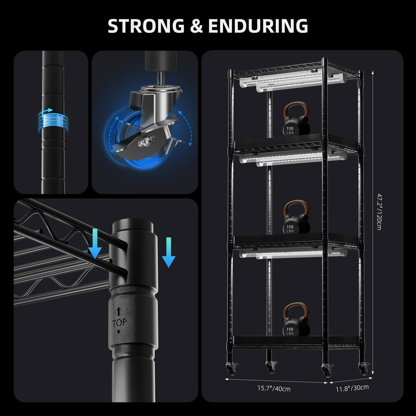 Spider Farmer 4 Tier Plant Stand + 6 x 9W LED Light Bars + 1' x 1' 4" Grow Tent Kit - Midwest Grow LLC