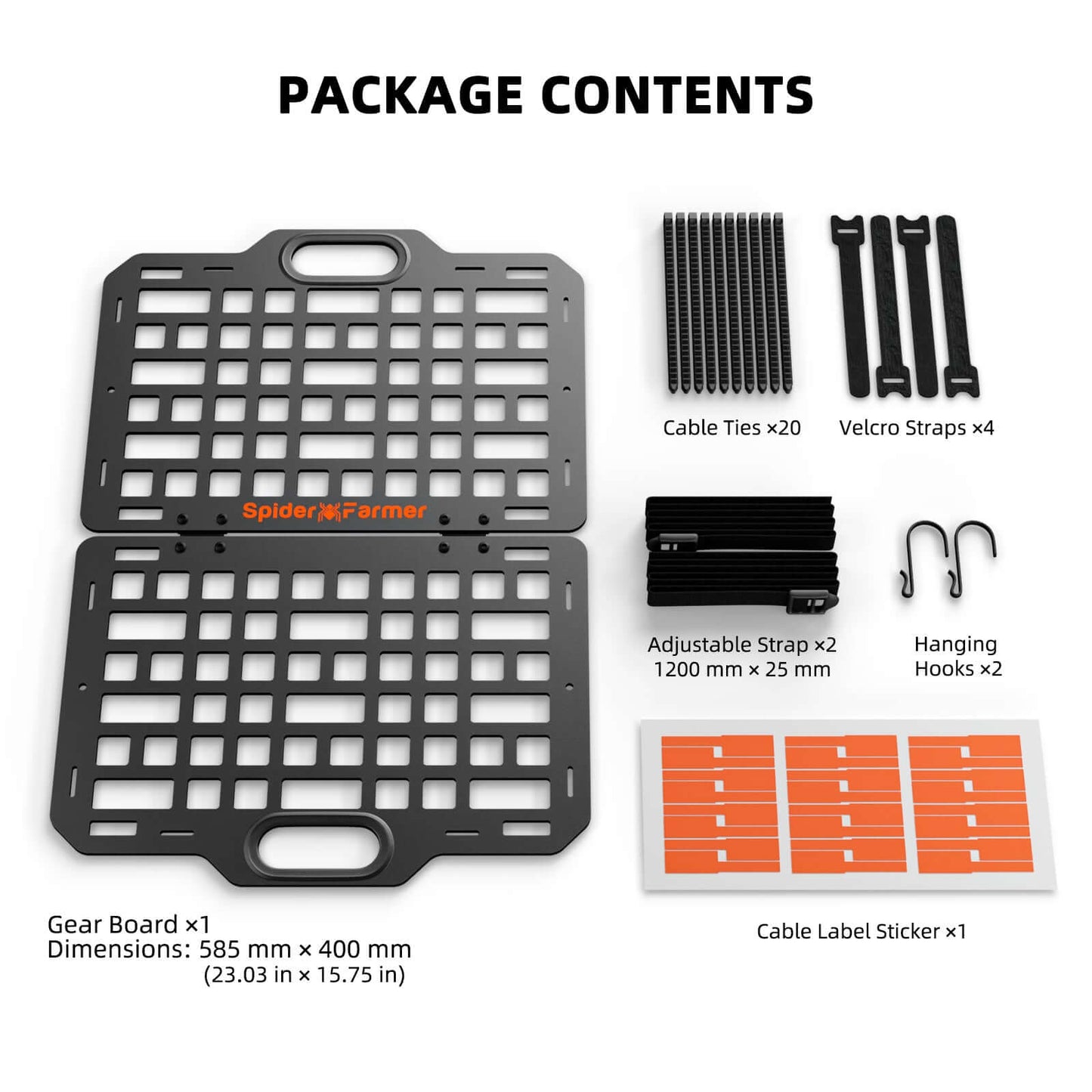 Spider Farmer Grow Tent Gear Board - Equipment and Cable Management System - Midwest Grow LLC
