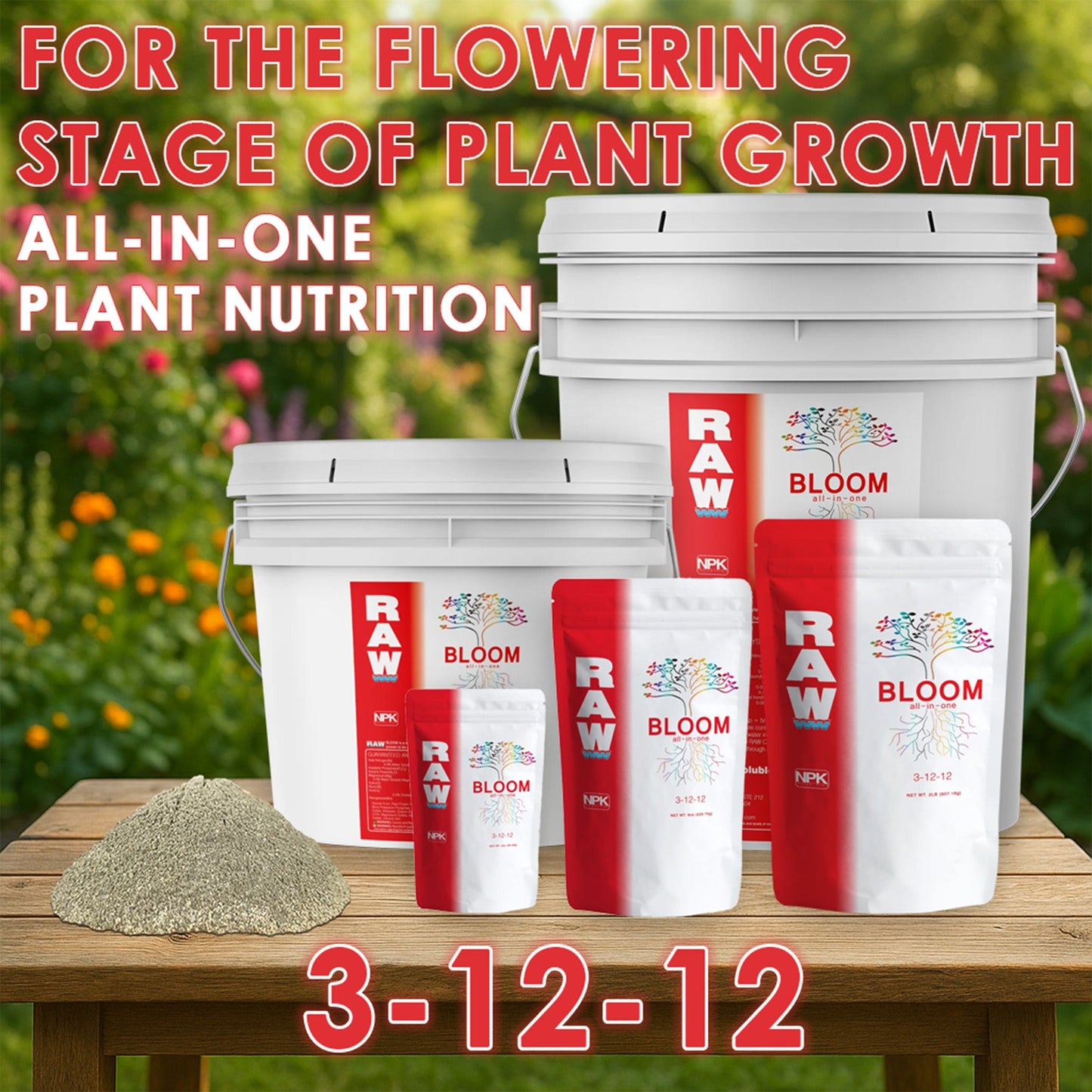 RAW BLOOM | All in One Water Soluble Nutrient Blend | Flowering Base Fertilizer - Midwest Grow LLC