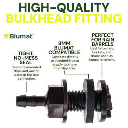 8mm BULKHEAD / Through-Hull Tank Connector - 2 Pack - Midwest Grow LLC