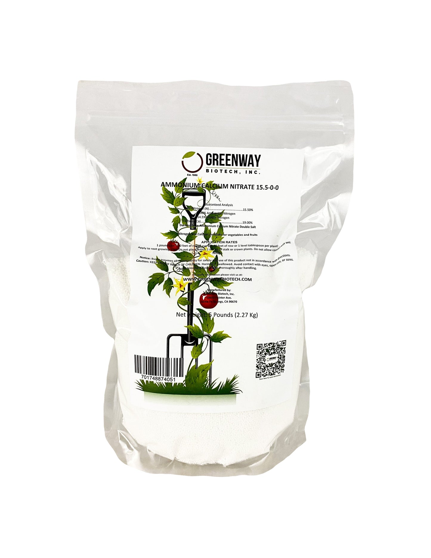 Calcium Nitrate Fertilizer 15.5-0-0 (Ammonia Calcium Nitrate 15.5-0-0) - Midwest Grow LLC