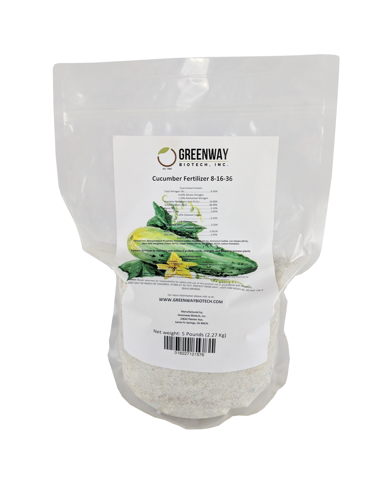 Cucumber Fertilizer 8-16-36 | Chelated Micronutrients | Hydroponics, Soil & Foliar Application - Midwest Grow LLC