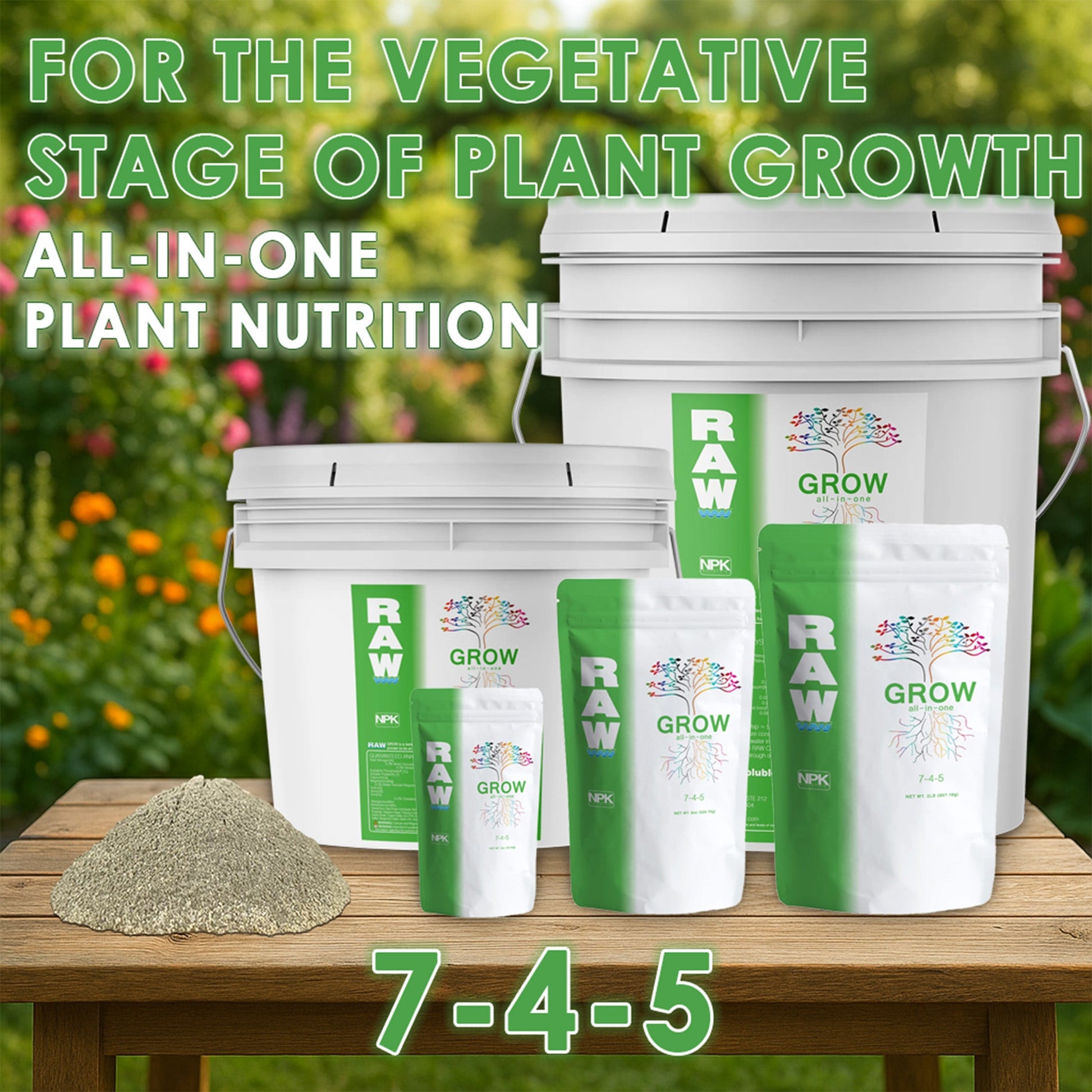 RAW GROW | All in One Water Soluble Nutrient Blend | Vegetative Base Fertilizer - Midwest Grow LLC