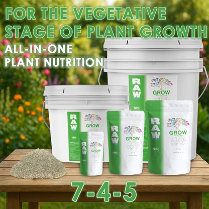 RAW GROW | All in One Water Soluble Nutrient Blend | Vegetative Base Fertilizer - Midwest Grow LLC