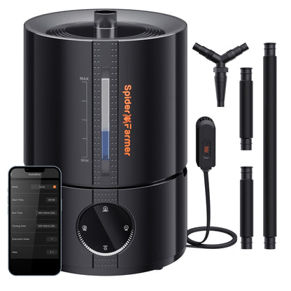 2025 New Version Spider Farmer® 5L Smart Cool Mist Humidifier with Temp & Humidity Sensor Smart APP Control Extendable Targeting Hose for Plants Indoor Grow Tent Room