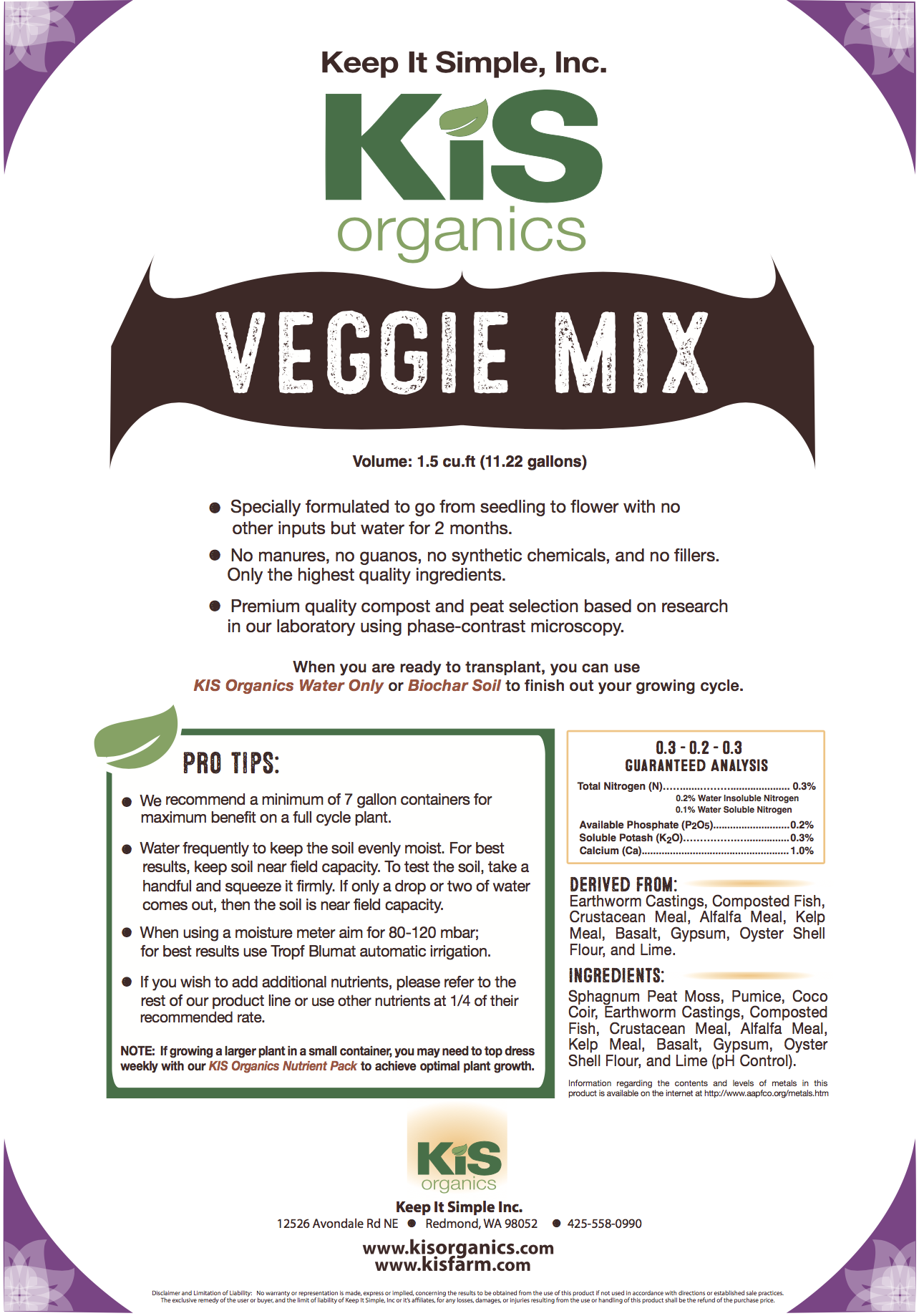 KIS Organics Veggie Soil Mix