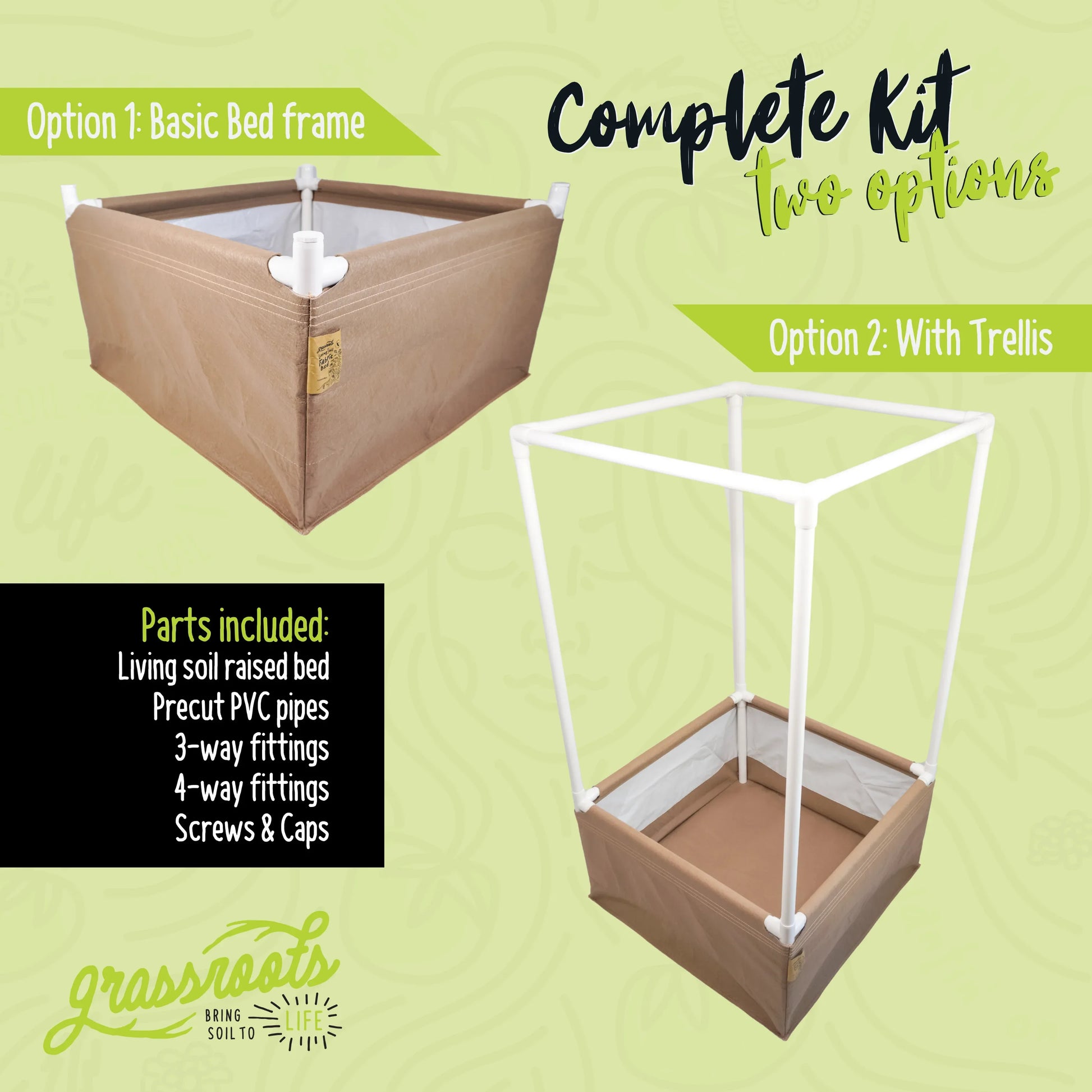 Grassroots Complete Kit Living Soil Fabric Bed - Midwest Grow LLC