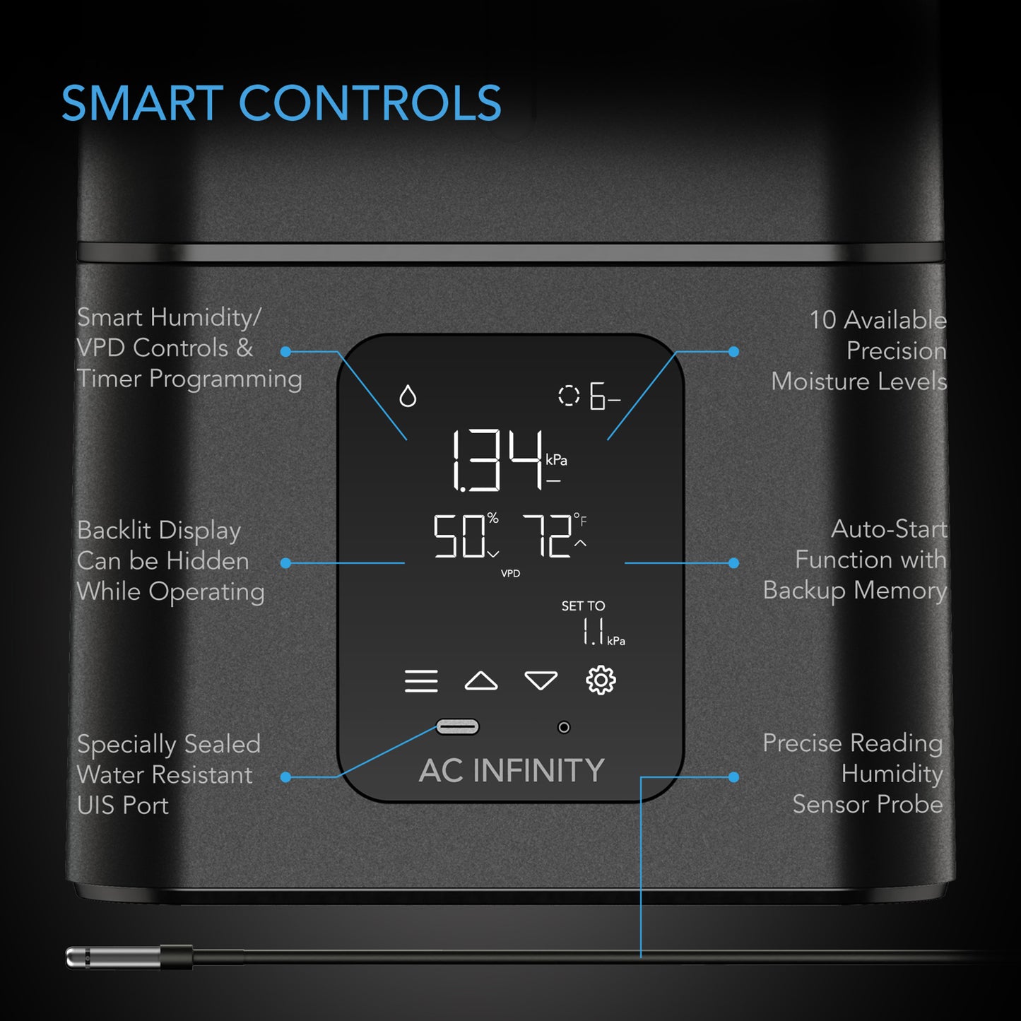 AC Infinity CLOUDFORGE T7, Environmental Plant Humidifier, 15L, Smart Controls, Targeted Vaporizing