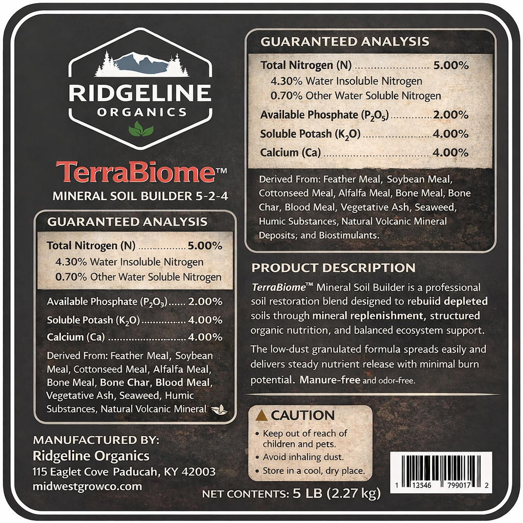TerraBiome™ Mineral Soil Builder 5-2-4 5lb bag - Midwest Grow LLC