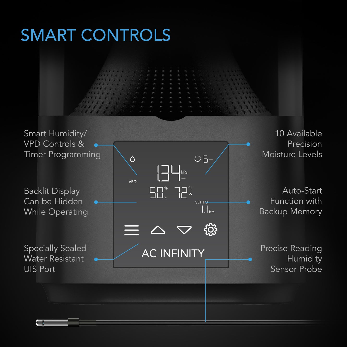 AC Infinity CLOUDFORGE T3, Environmental Plant Humidifier, 4.5L, Smart Controls, Targeted Vaporizing