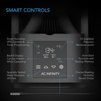 AC Infinity CLOUDFORGE T3, Environmental Plant Humidifier, 4.5L, Smart Controls, Targeted Vaporizing