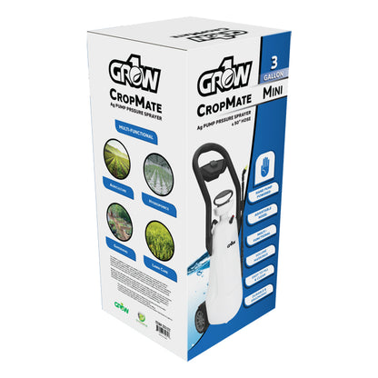 GROW1 CropMate Mini 3 Gallon Pump Pressure Sprayer w/ Wheels