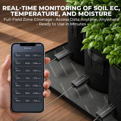 Mars Hydro 3-Pack Smart Soil Sensor Kit for EC, Moisture & Temperature