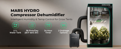 Mars Hydro 18L/Day 38-Pint Compressor Dehumidifier for Grow Tents