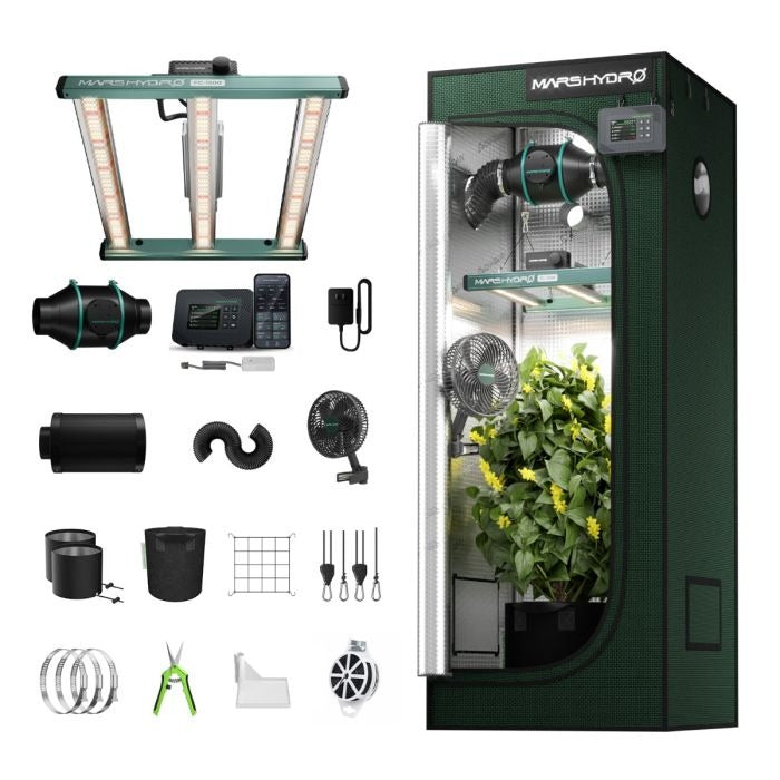 Mars Hydro FC 1500 Complete Grow Tent Kit - 150W LED, 2x2 2000D Tent & 4-Inch Ventilation