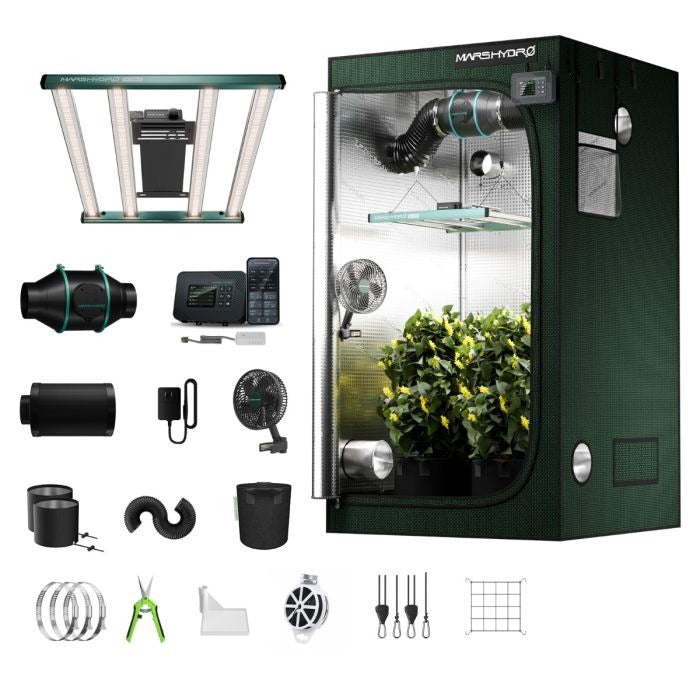 Mars Hydro FC 3000 Complete Grow Tent Kit - 300W LED, 3.3x3.3 2000D Tent & 4-Inch Ventilation