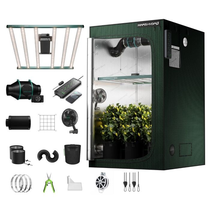 Mars Hydro FC 4800 Complete Grow Tent Kit - 480W LED, 4x4 2000D Tent & 6-Inch Ventilation