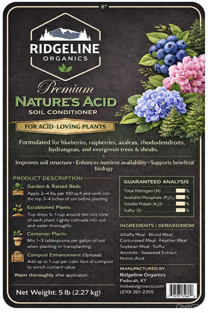 Ridgeline Organics Nature’s Acid — Soil Conditioner 5lb - Midwest Grow LLC