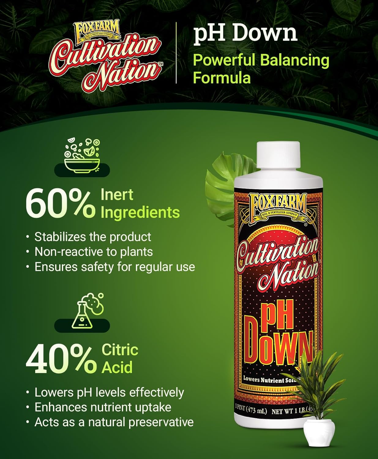 FoxFarm Cultivation Nation® pH DOWN, 1 pint
